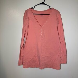 Old Navy Coral Long Sleeve V-Neck Top